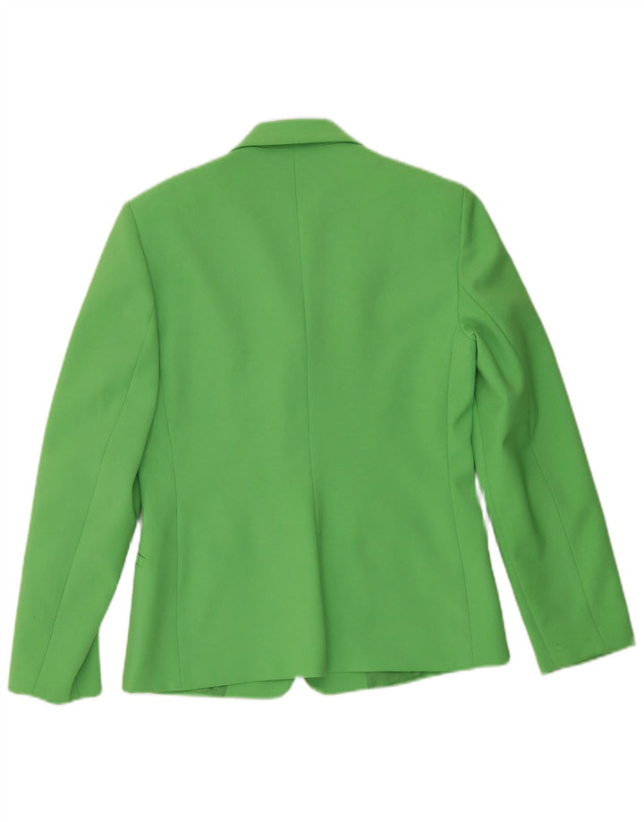 Benetton Womens 3 Button Blazer Jacket IT 42 Medium Green Polyester