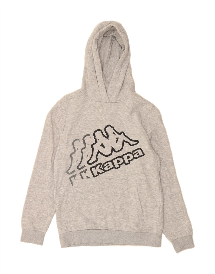 KAPPA Boys Graphic Hoodie Jumper 15-16 Years Grey Cotton Vintage Kappa and Second-Hand Kappa from Messina Hembry 
