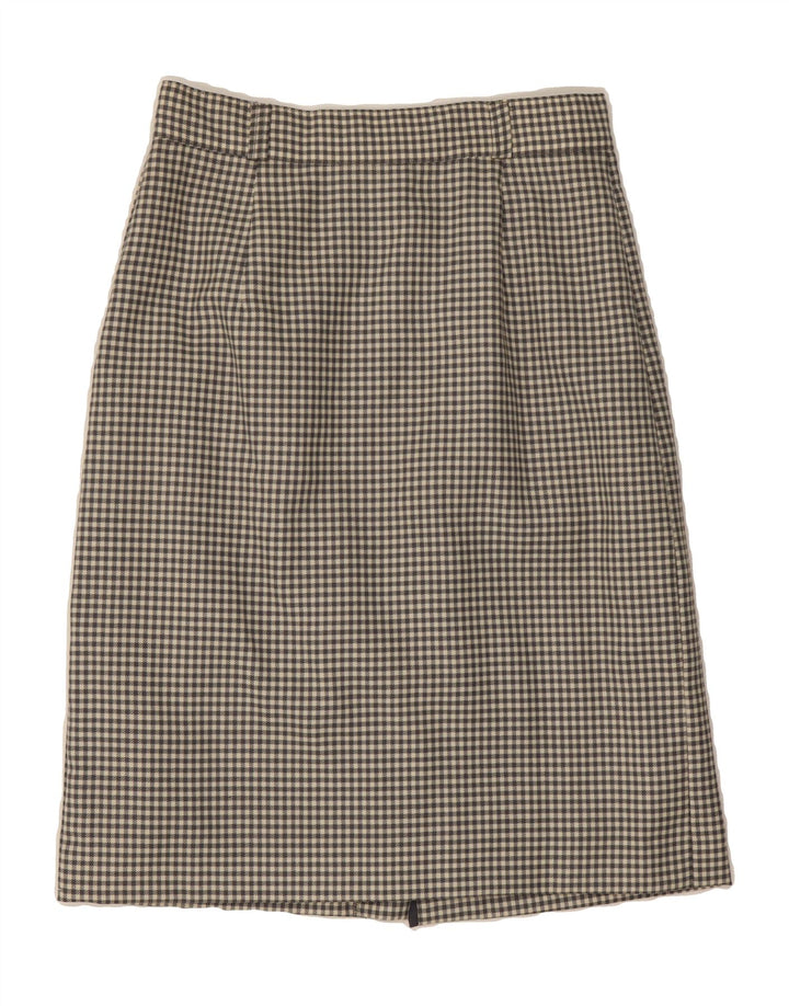 VINTAGE Womens Straight Skirt W28 Medium Grey Check Acetate Vintage Vintage and Second-Hand Vintage from Messina Hembry 