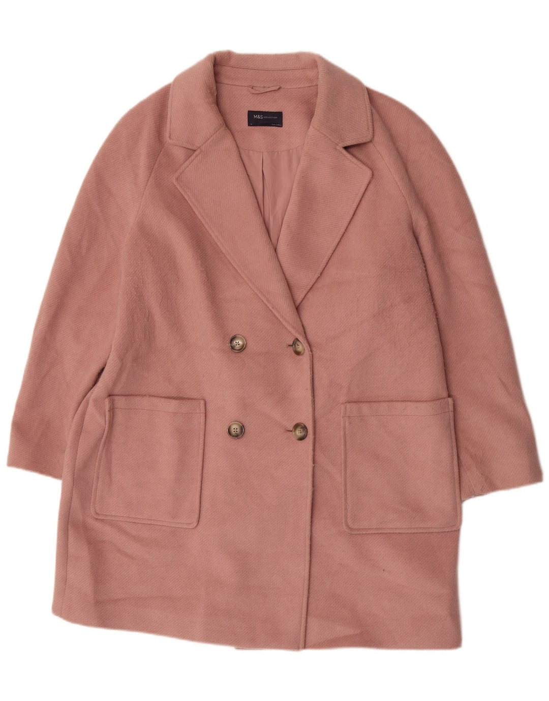 Женское двубортное пальто Marks & Spencer UK 18 XL розовое из полиэстера
