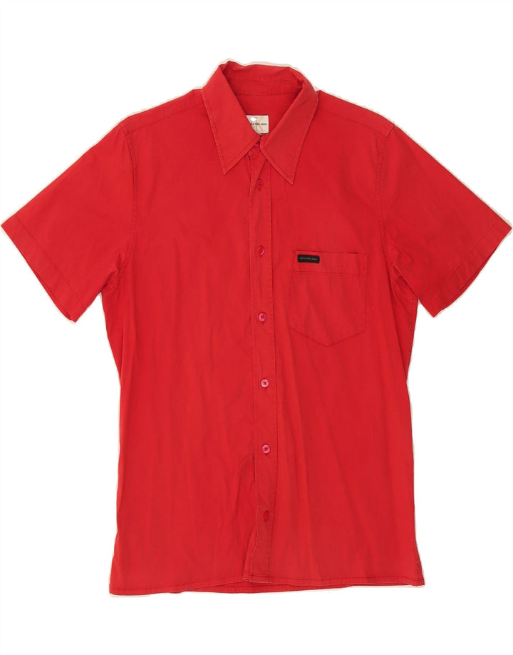 CALVIN KLEIN JEANS Mens Short Sleeve Shirt Medium Red Cotton Vintage Calvin Klein Jeans and Second-Hand Calvin Klein Jeans from Messina Hembry 