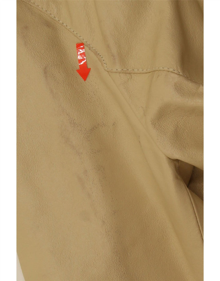 Vintage Womens Leather Jacket Medium Beige Leather