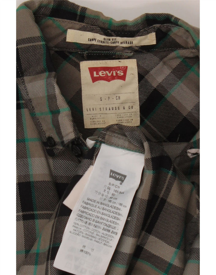 Męska koszula flanelowa Levi's Slim Fit w małą szarą kratę, bawełniana