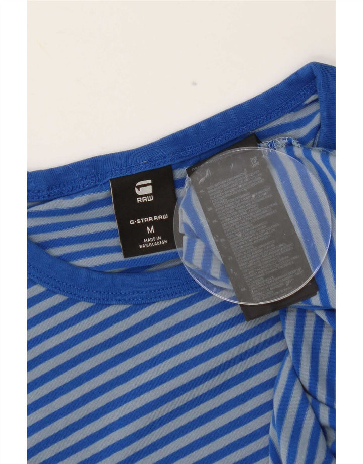 G-Star Womens T-Shirt Top Medium Blue Pinstripe Cotton