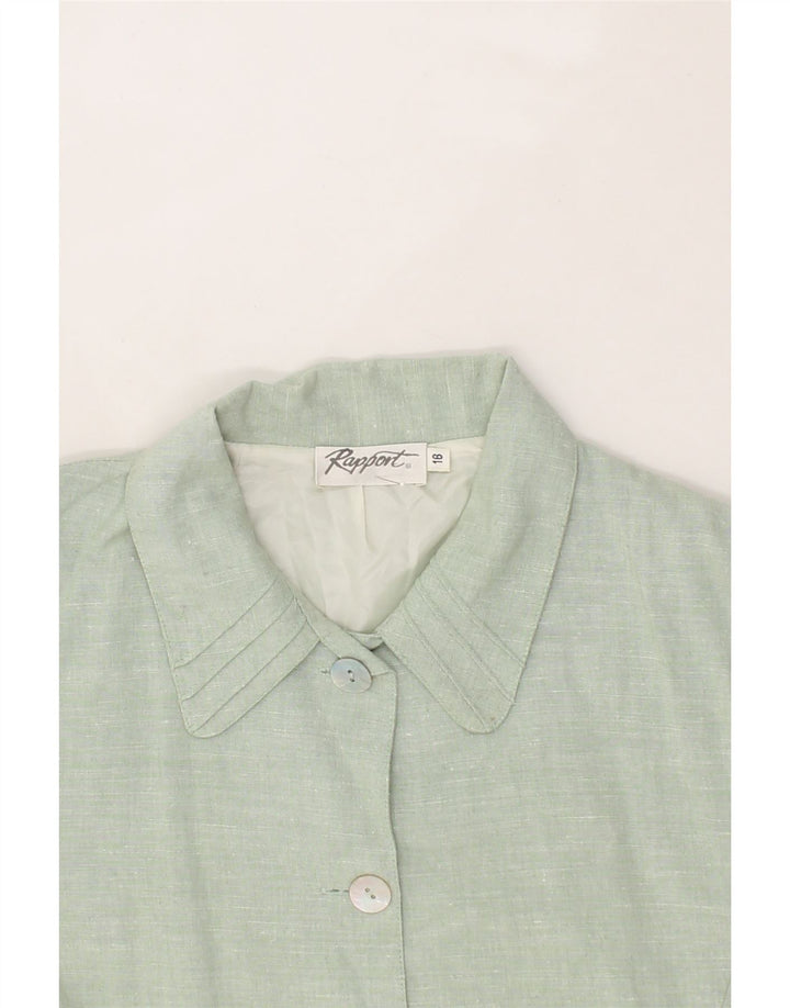VINTAGE Womens Short Sleeve 4 Button Blazer Jacket UK 16 Large Green Vintage Vintage and Second-Hand Vintage from Messina Hembry 