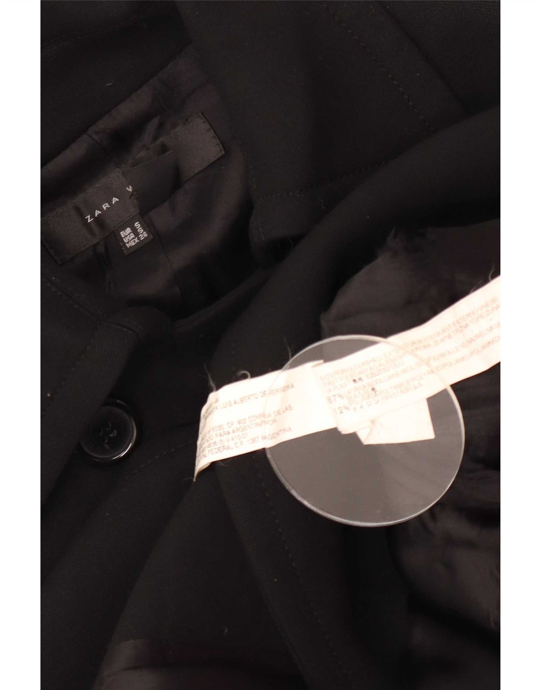 Zara Mujer Abrigo Cruzado UK 10 Small Lana Negra