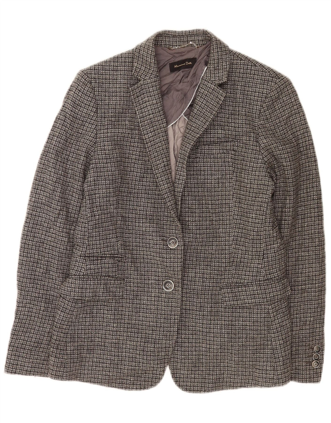 Massimo Dutti Dame 2-knaps blazerjakke EU 42 Stor grå ternet viskose