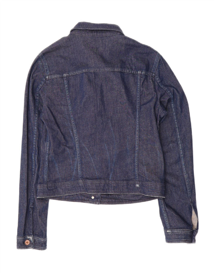 BENETTON Womens Denim Jacket UK 10 Small Navy Blue Cotton