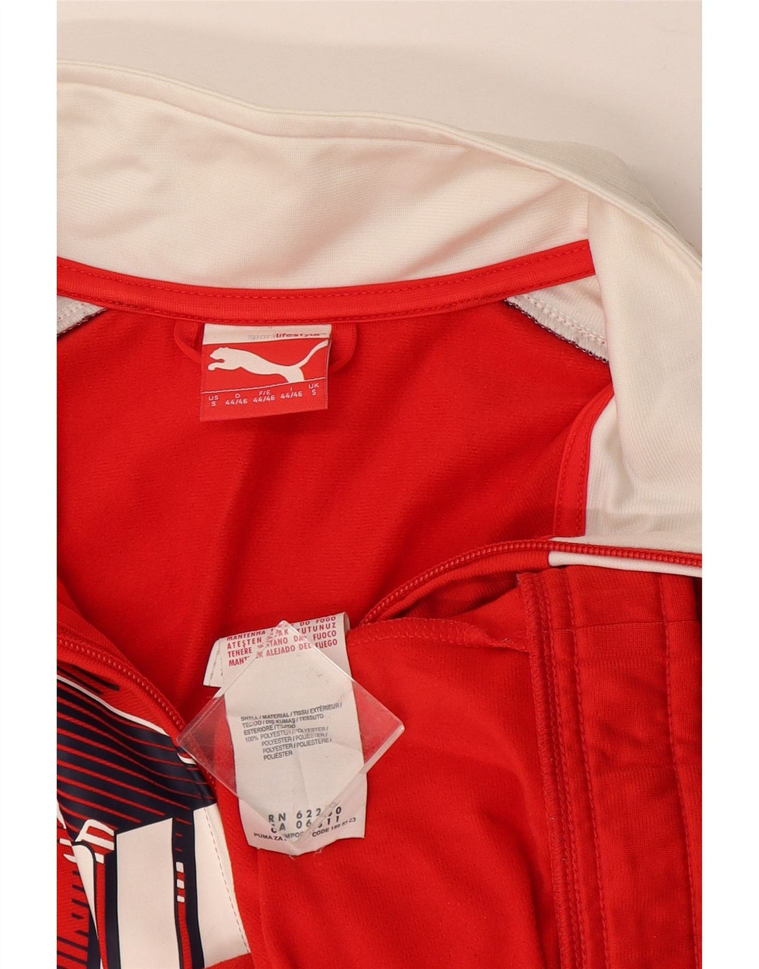 PUMA Mens Graphic Tracksuit Top Jacket Small Red Colourblock Polyester