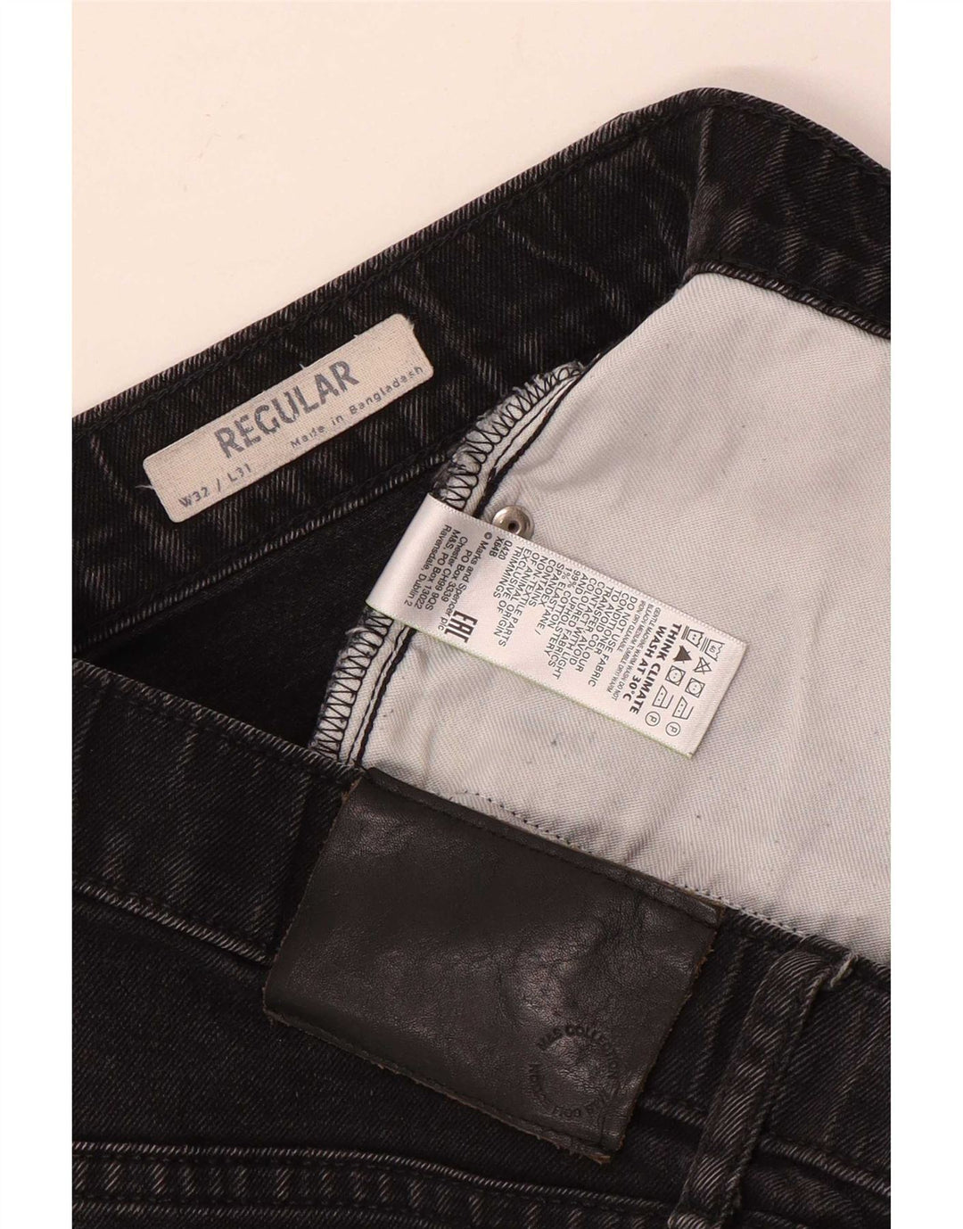 Marks & Spencer Mens Regular Straight Jeans W32 L31 Black Cotton
