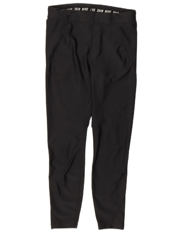Nike Damen Dri Fit Crop Leggings UK 12 Medium Schwarz Polyester