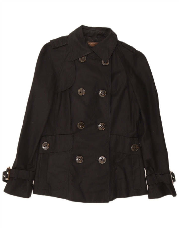 Zara Womens Trench Coat UK 10 Small Black Cotton
