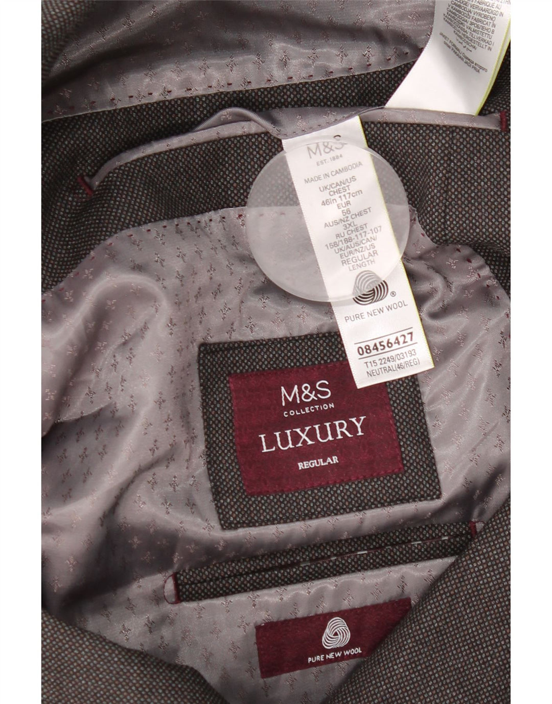 Marks & Spencer Ανδρικό μπουφάν blazer κανονική εφαρμογή με 2 κουμπιά UK 46 XL Grey