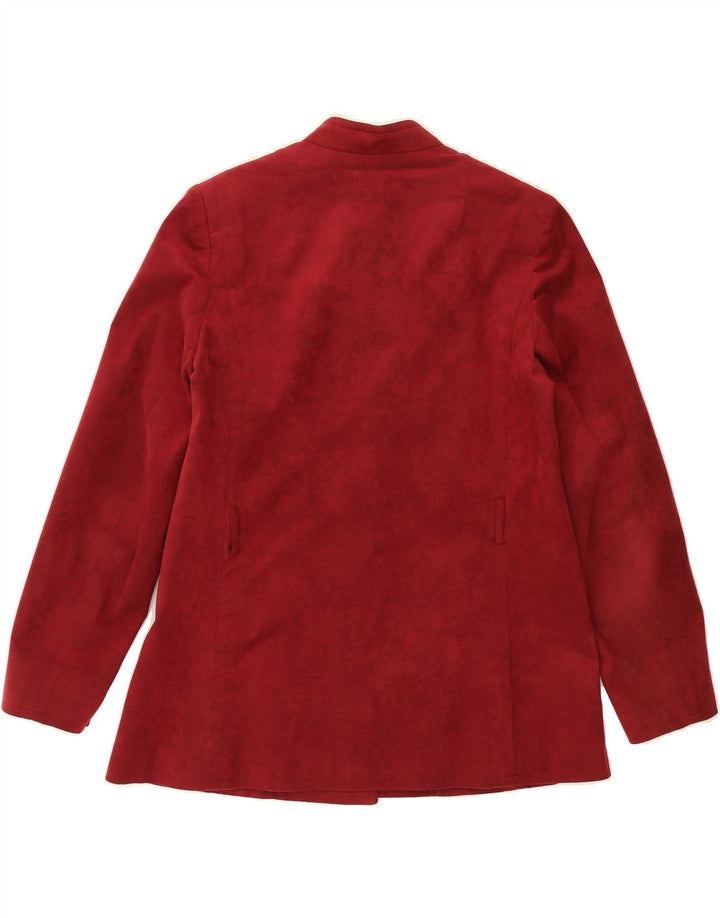 HENRY WHITE Womens 3 Button Blazer Jacket UK 14 Medium Maroon Polyester Vintage Henry White and Second-Hand Henry White from Messina Hembry 