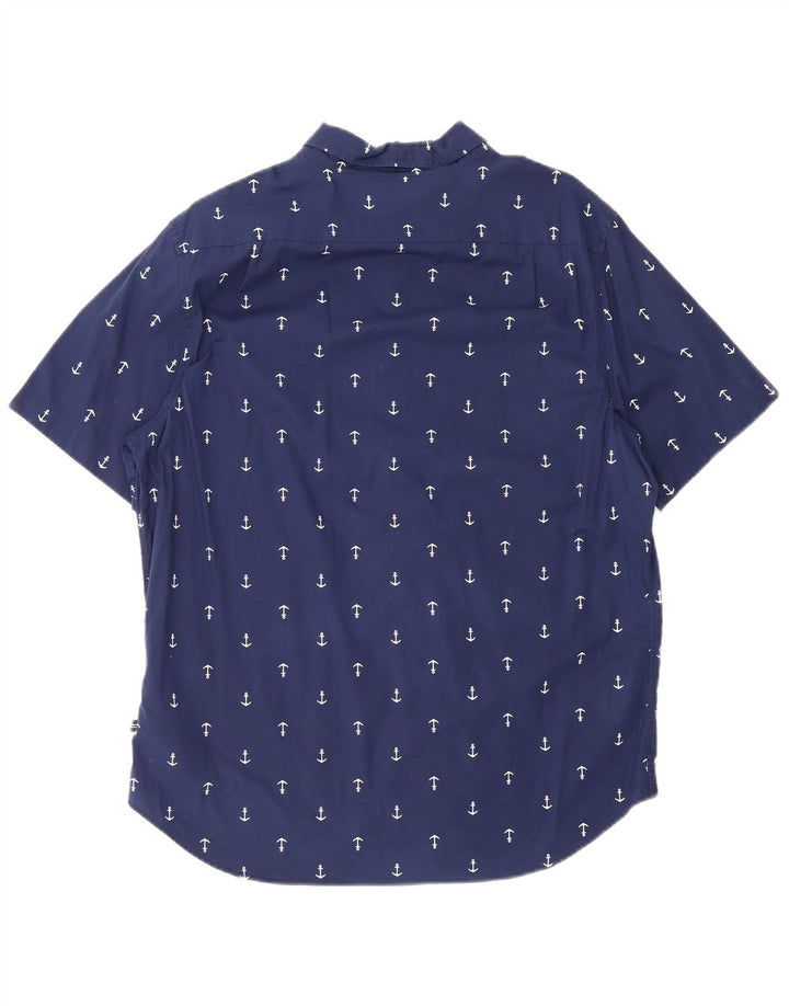 Camicia da uomo Nautica elasticizzata a maniche corte con motivo astratto, grande, blu navy