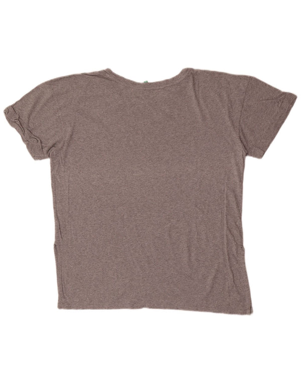Benetton Dame T-Shirt Top UK 18 XL Grå Flecked