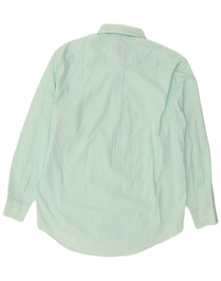 BENETTON Mens Shirt Medium Turquoise Gingham Cotton