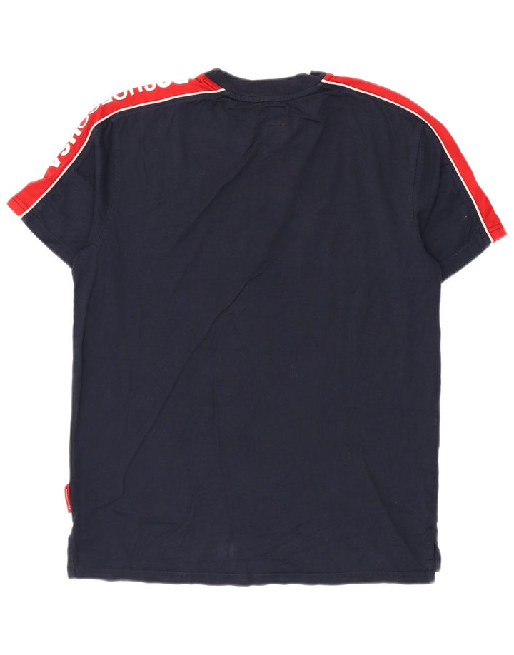 DC Mens Graphic T-Shirt Top Small Navy Blue Colourblock