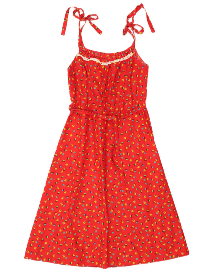 Vintage Womens Abstract Pattern Slip Dress IT 44 Medium Red