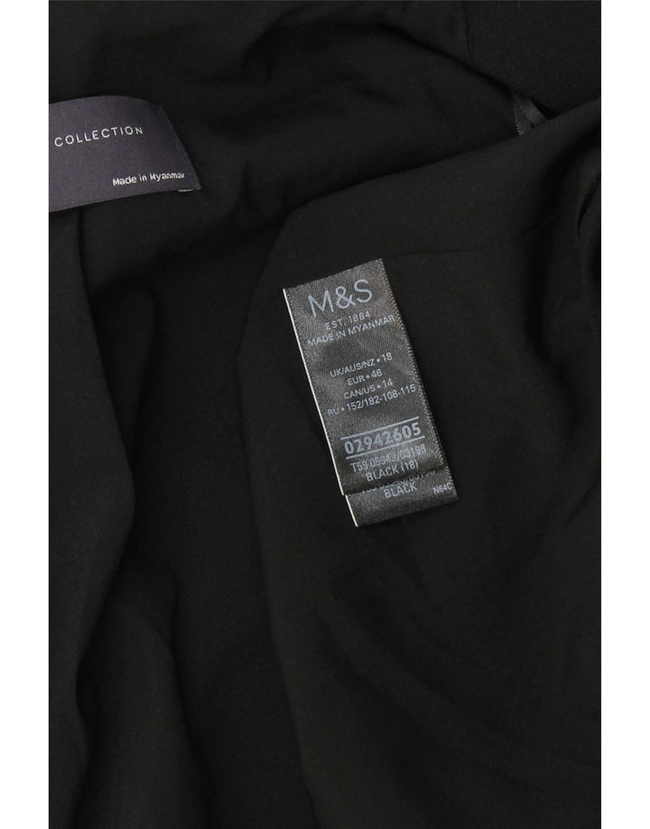 Marks & Spencer Womens 3/4 Sleeve Open Blazer Jacket UK 18 XL Black