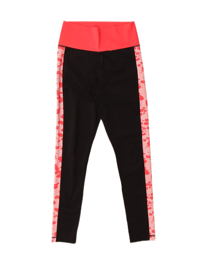 ADIDAS Womens Climalite Leggings UK 10 Small  Black Colourblock Polyester Vintage Adidas and Second-Hand Adidas from Messina Hembry 