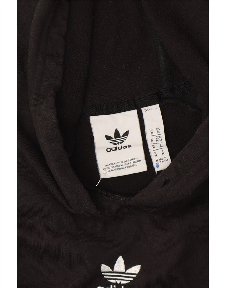 ADIDAS Womens Graphic Hoodie Jumper UK 14 Medium Black Polyester Vintage Adidas and Second-Hand Adidas from Messina Hembry 