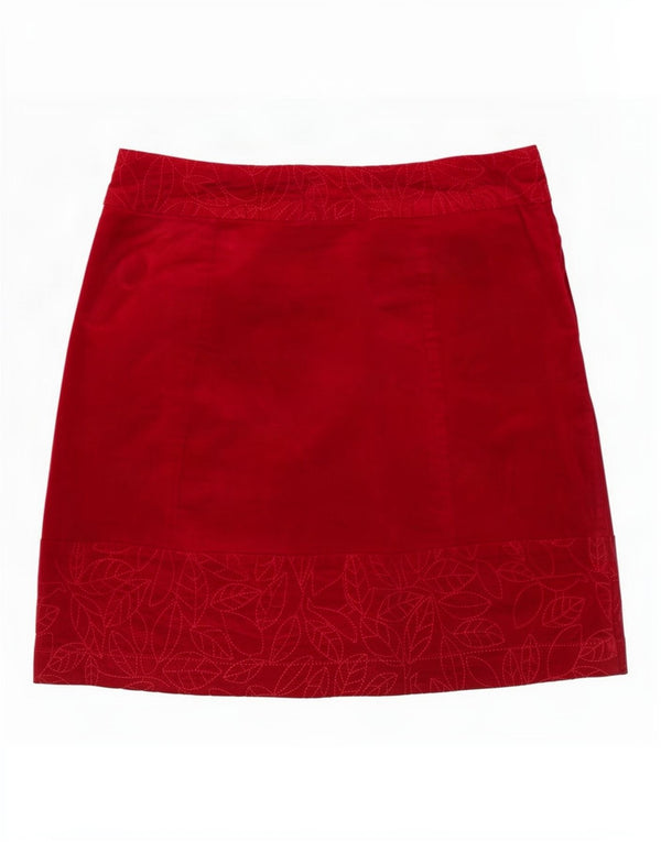 White Stuff Womens Velour Mini Skirt UK 10 Small W30 Red Floral Cotton