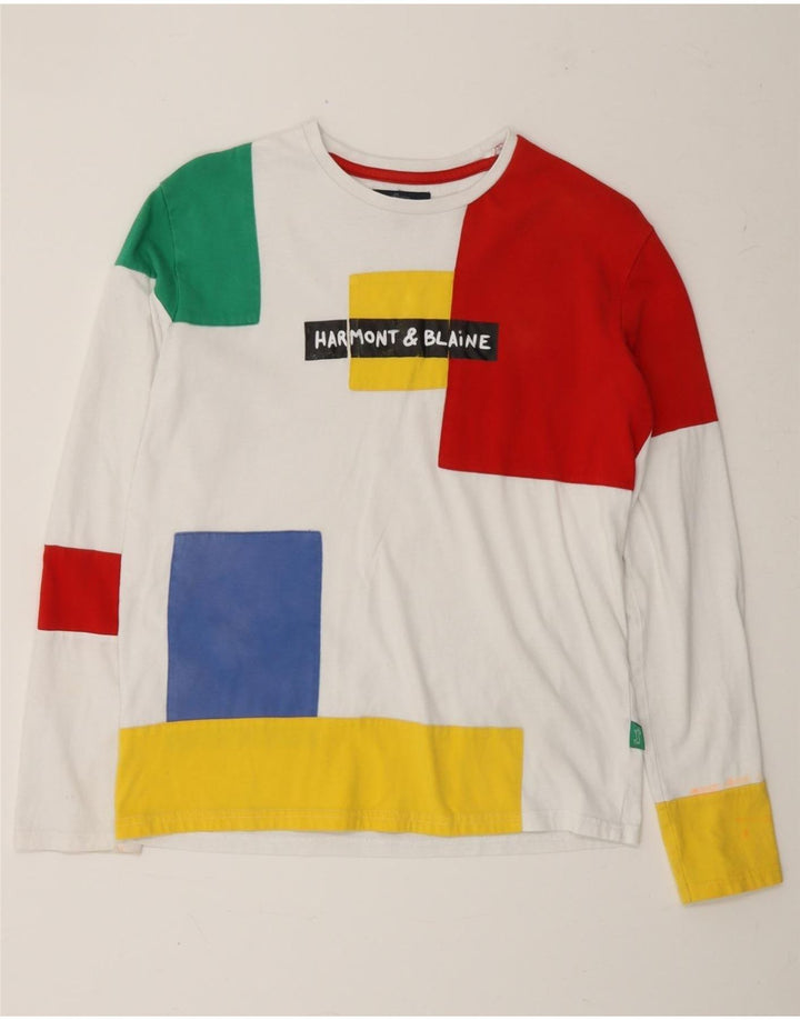 HARMONT & BLAINE Boys Graphic Top Long Sleeve 15-16 Years White Vintage Harmont & Blaine and Second-Hand Harmont & Blaine from Messina Hembry 