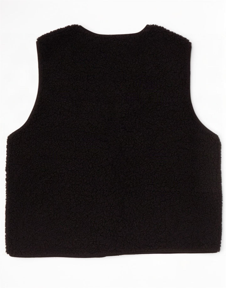 Zara Womens Oversized Fleece Gilet UK 10 Small Black Polyester