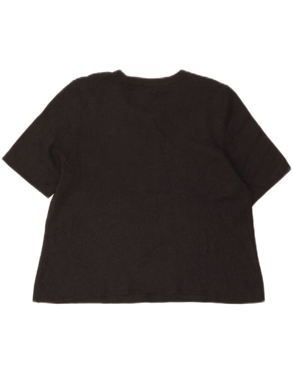 Zara Womens Crop T-Shirt Top UK 12 Medium Black