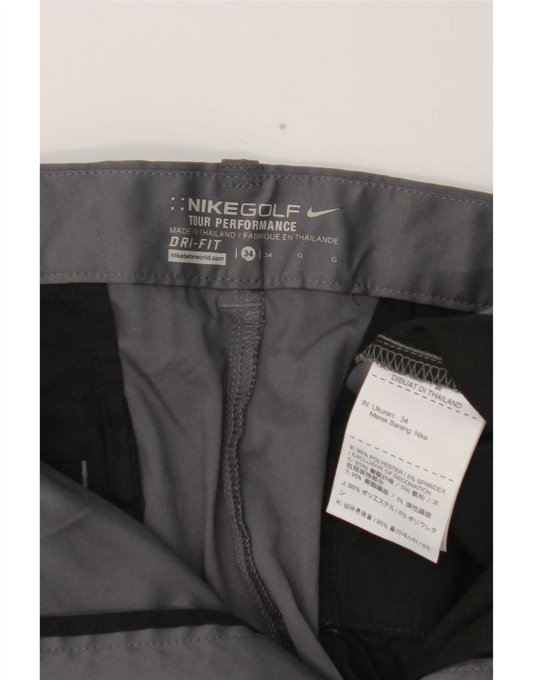 Nike Mens Dri Fit Chino Shorts W34 Large  Grey Polyester