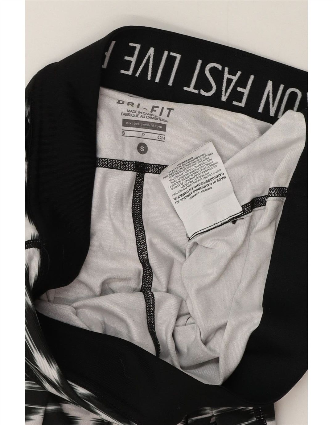 NIKE Womens Dri Fit Leggings UK 8 Small  Black Geometric Polyester