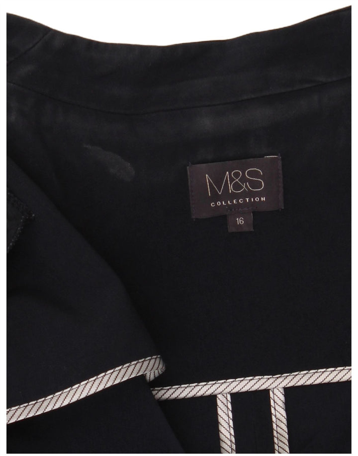Marks & Spencer Womens Open Blazer Jacket UK 16 Large  Navy Blue Polyester
