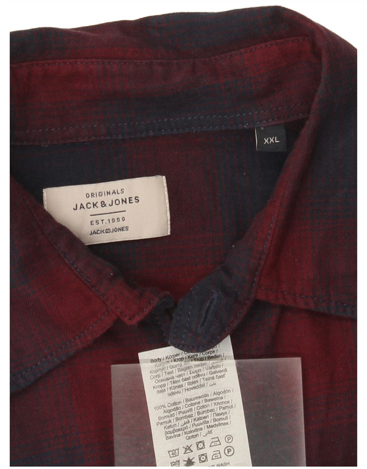 Jack & Jones Mens Flannel Shirt 2XL Red Check Cotton