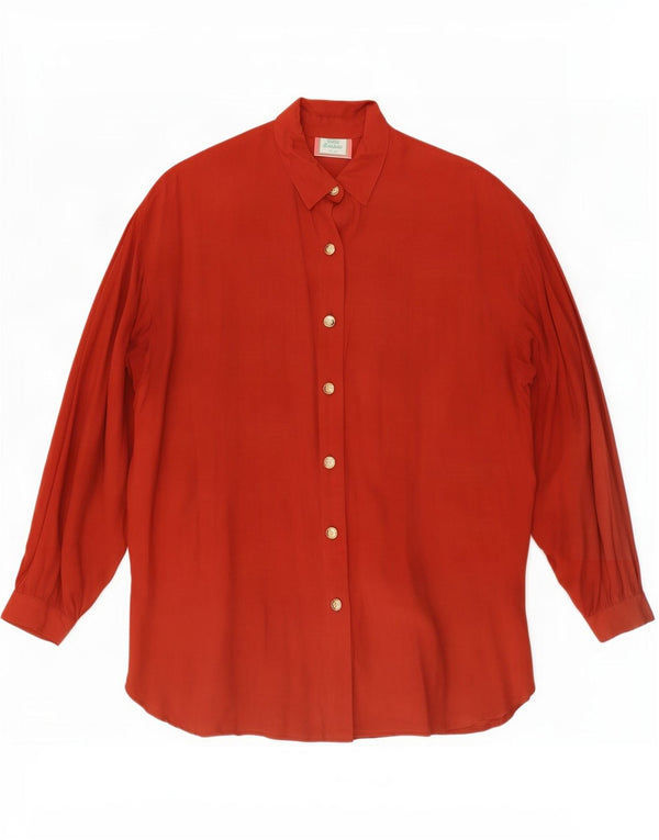vintage Femme Chemise Graphique Blouse IT 42 Viscose Rouge Moyen