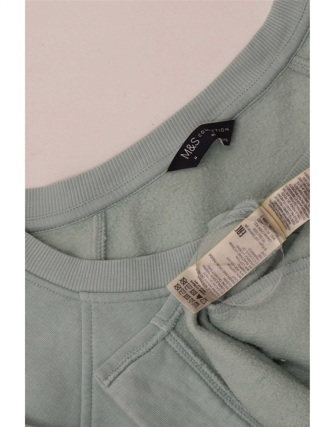 Marks & Spencer Womens Longline Sweatshirt Jumper UK 14 Medium Blue Cotton