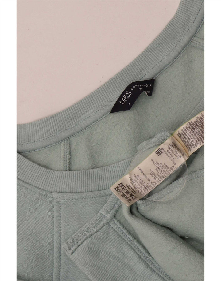 Marks & Spencer Womens Longline Sweatshirt Jumper UK 14 Medium Blue Cotton