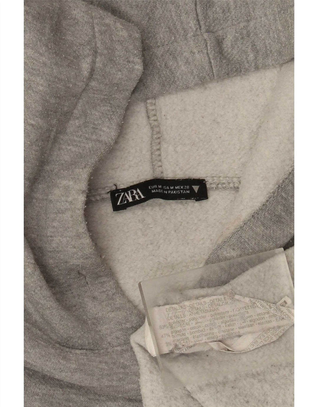 Zara Mens Hoodie Jumper Médio Cinza Poliéster