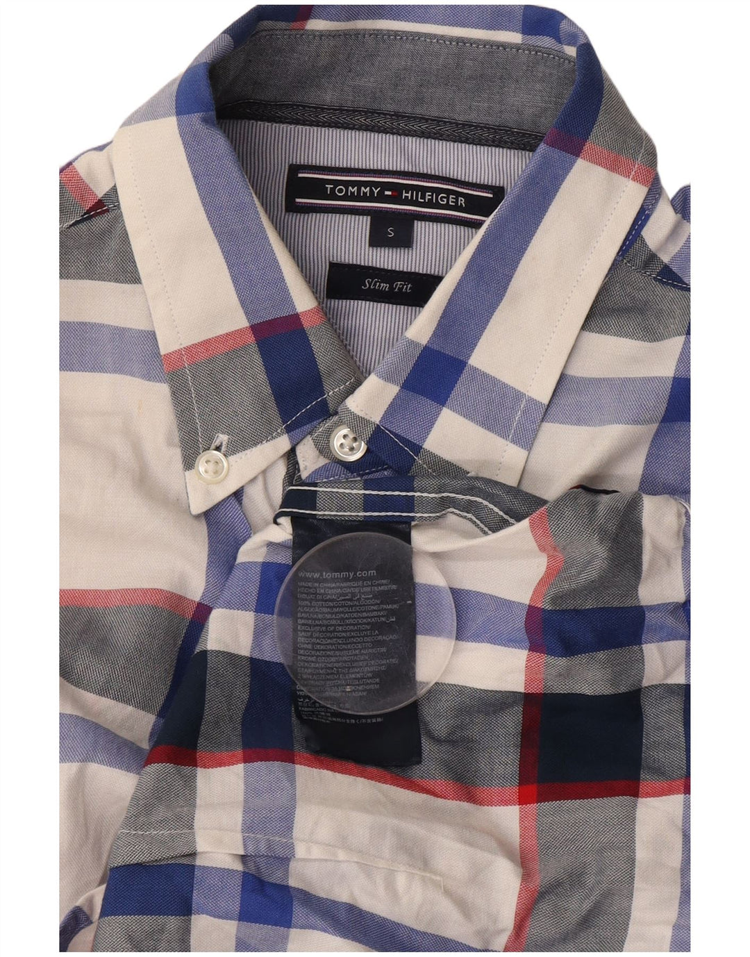 Tommy Hilfiger Mens Slim Fit Shirt Small Multicoloured Check Cotton