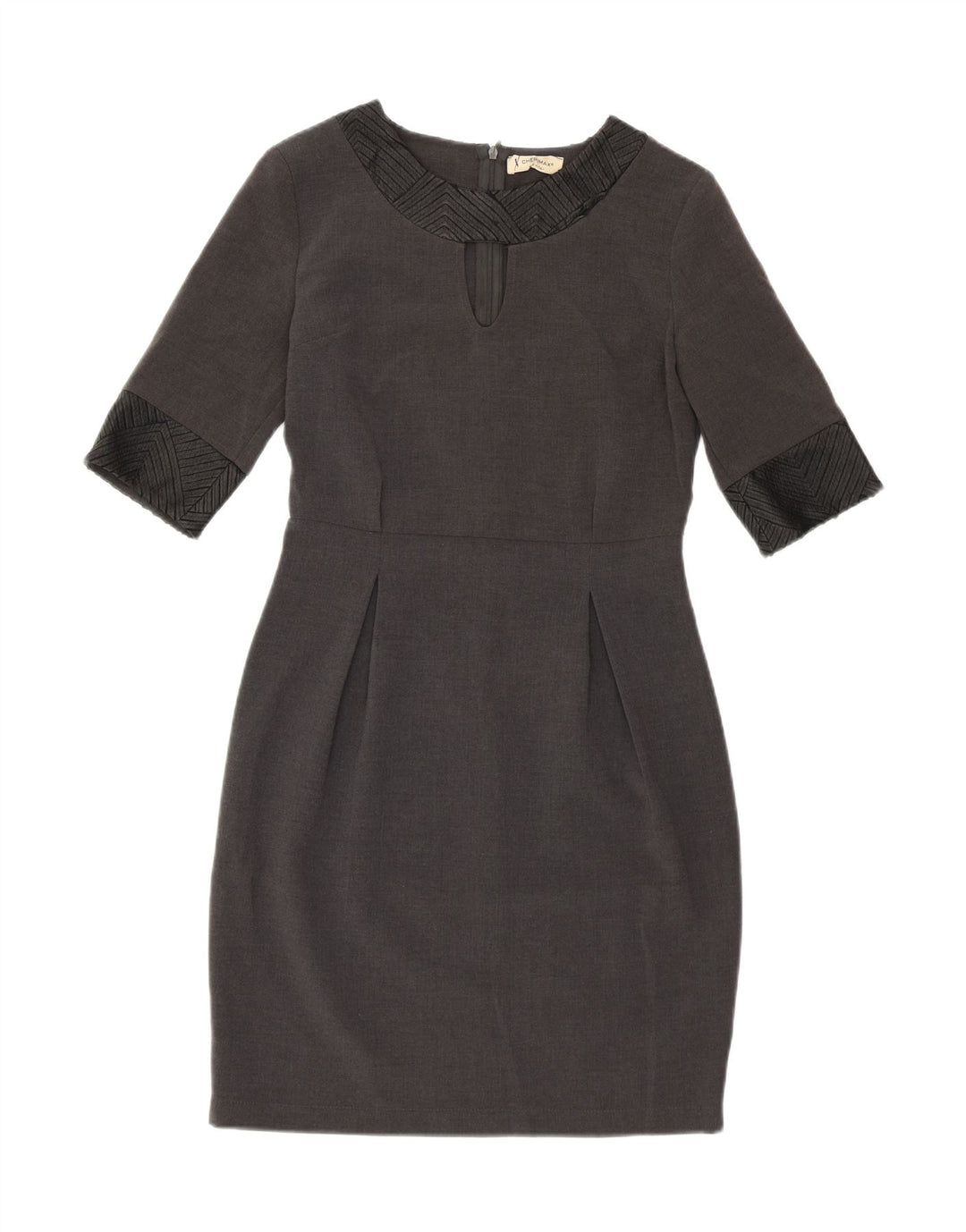 VINTAGE Womens 3/4 Sleeve Bodycon Dress IT 42 Medium Grey Polyester Vintage Vintage and Second-Hand Vintage from Messina Hembry 