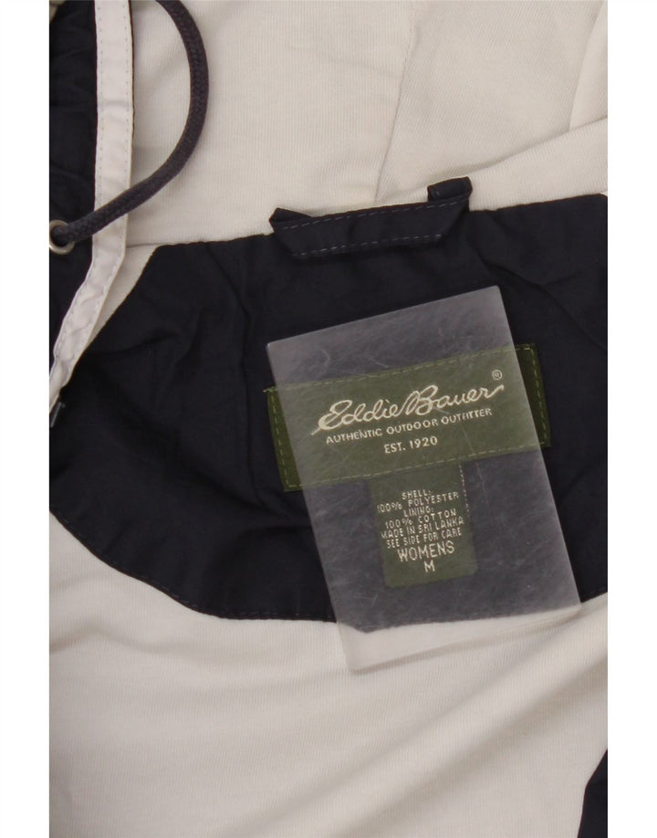 EDDIE BAUER Womens Hooded Rain Jacket UK 14 Medium Navy Blue Polyester