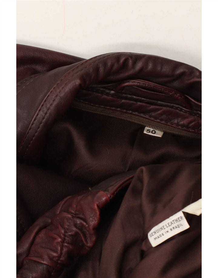 Chaqueta de cuero vintage para hombre IT 50 Grande Borgoña