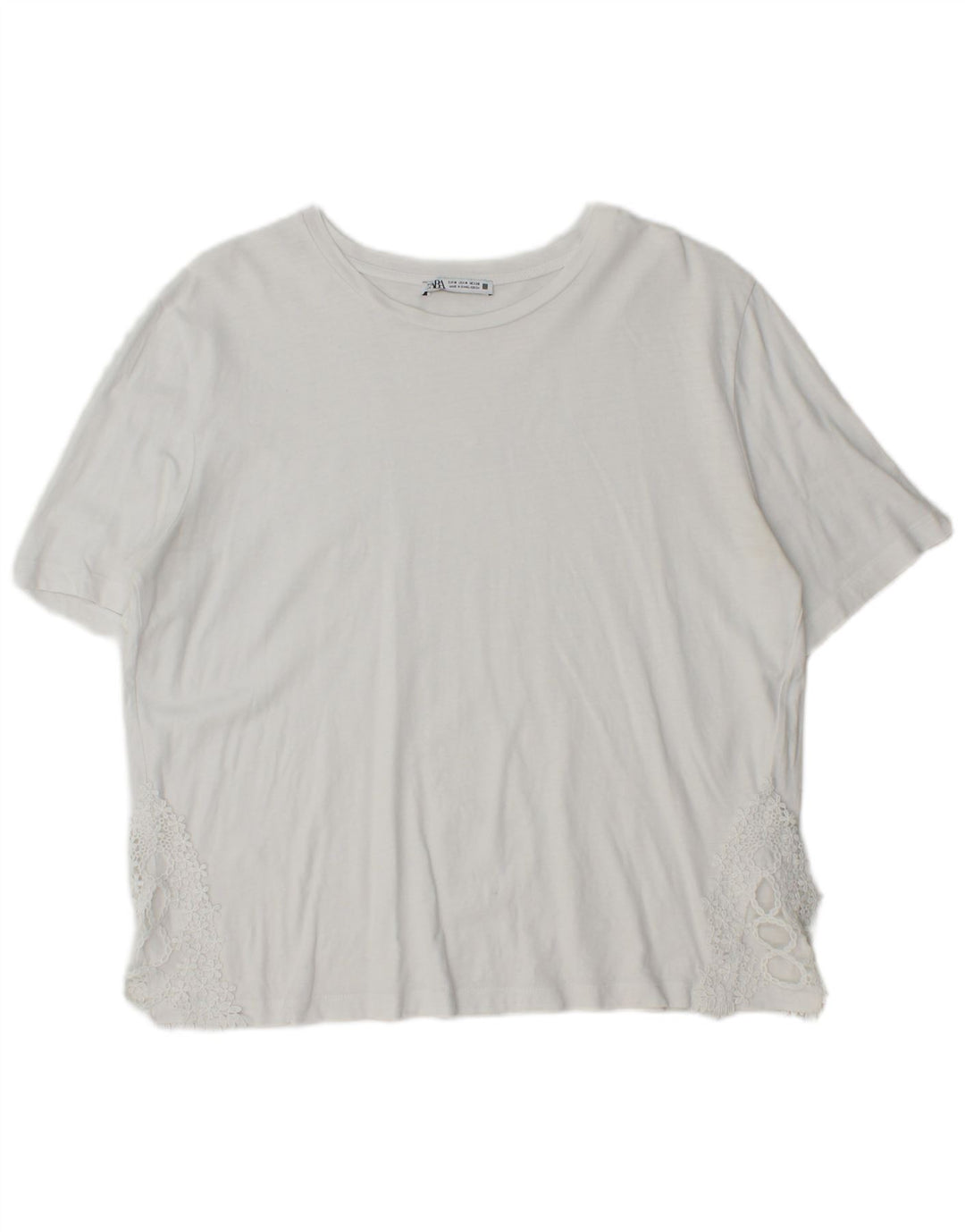 ZARA Womens T-Shirt Top UK 14 Medium White Cotton
