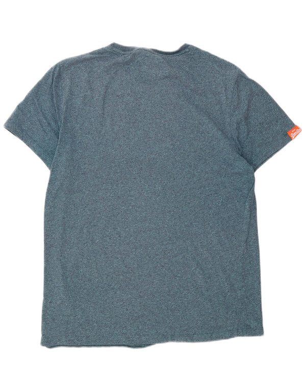 Superdry Homme T-Shirt Top Large Bleu Moucheté