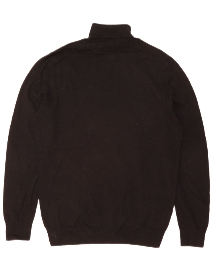 LYLE & SCOTT Mens Roll Neck Jumper Sweater Small Black Cotton