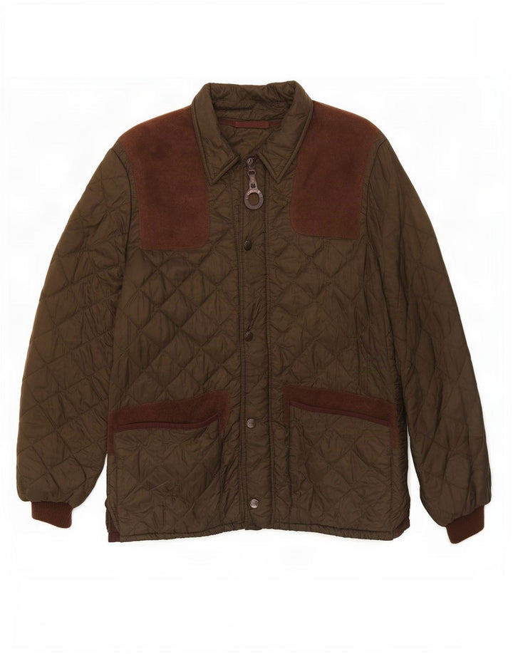 Barbour Mens Quilted Jacket Size 42 XL Green Colourblock