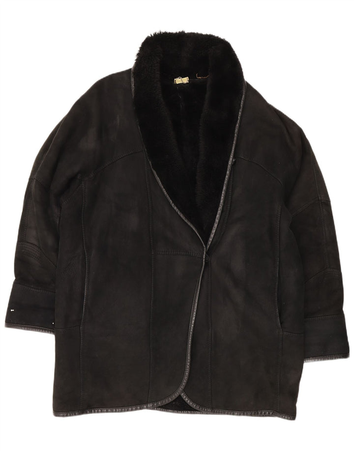 CARLA BUTI Womens Oversized Shearling Coat IT 44 Medium Black Shearling