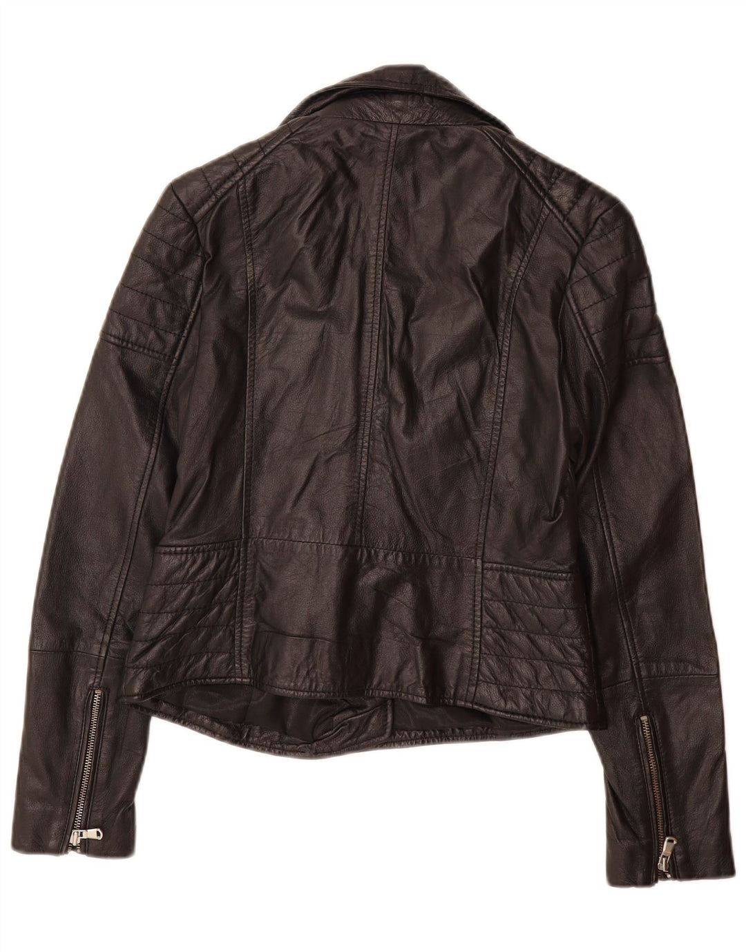 BARNEYS Womens Leather Biker Jacket US 10 Large Black Leather