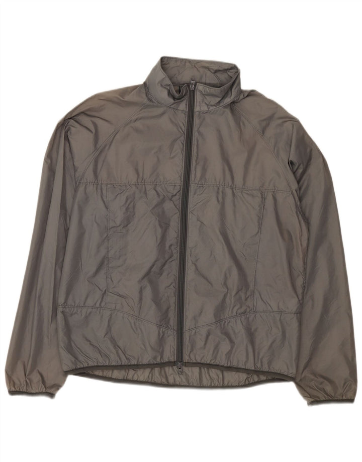 LANDS END Mens Tracksuit Top Jacket Medium Grey Nylon