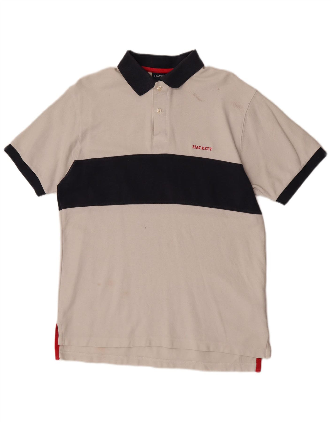 Hackett Mens Rugby Polo Shirt Medium White Colourblock Cotton